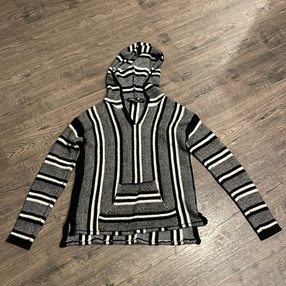 Black and white poncho